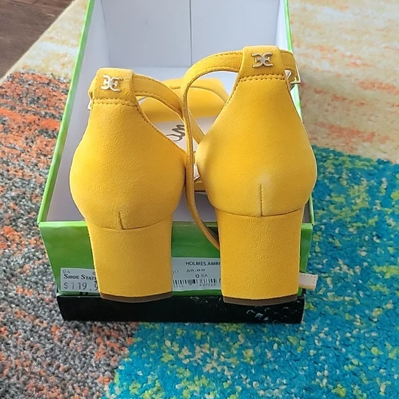 Sam Edelman Holmes Amber Yellow Kid Suede Sandals 8M - Picture 2 of 6